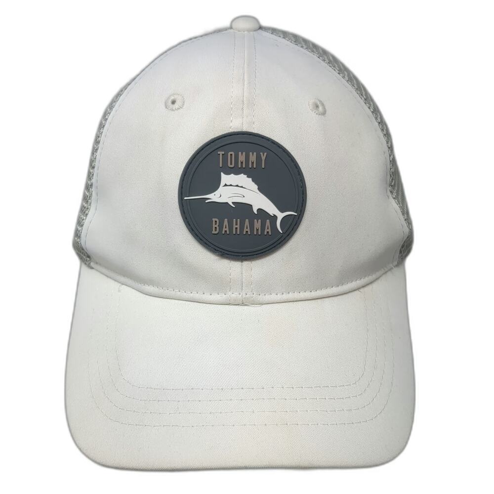 Tommy Bahama White Trucker Hat One Size Marlin Patch Mesh Back Snapback